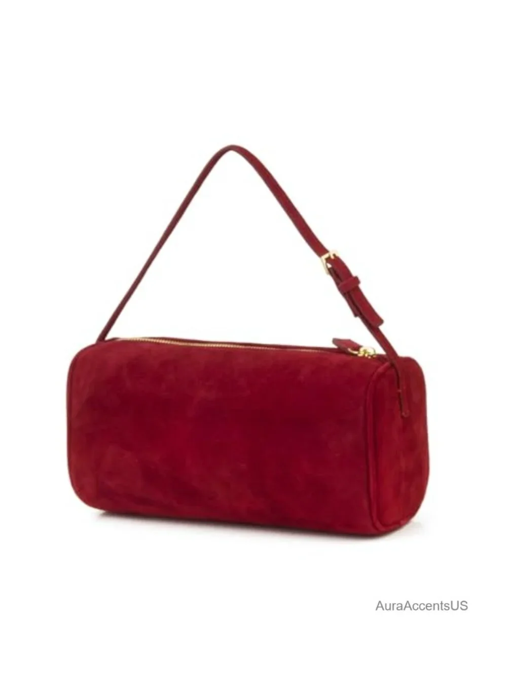 Premium Suede Leather Hobo Crossbody Purse Small Barrel Bag